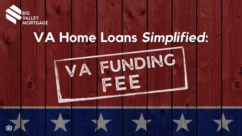 Image of a red, white and blue wooden planks with overlaying text that reads "VA Home Loans Simplified: VA Funding Fee"