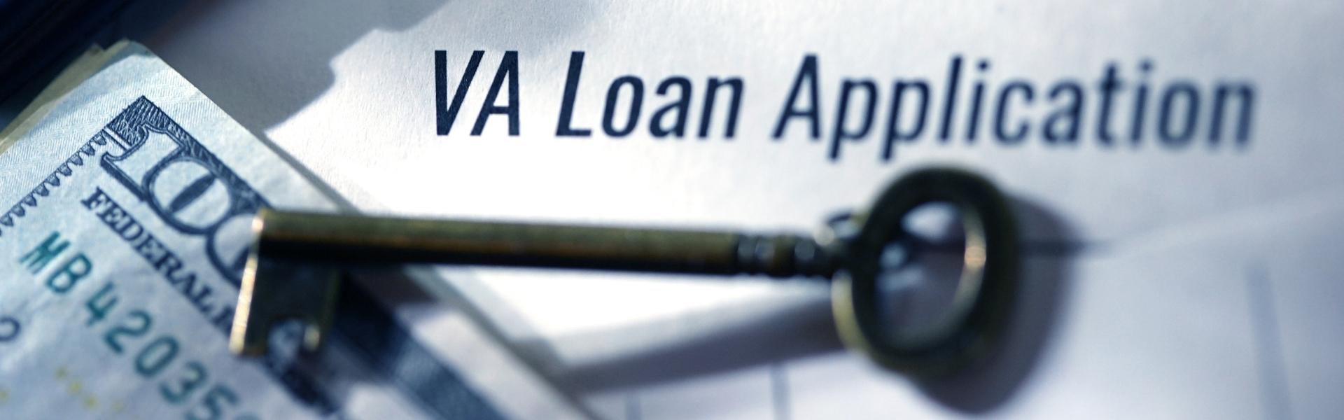How To Purchase A Home In California With A VA Loan page header image. Photo of a VA home loan application.